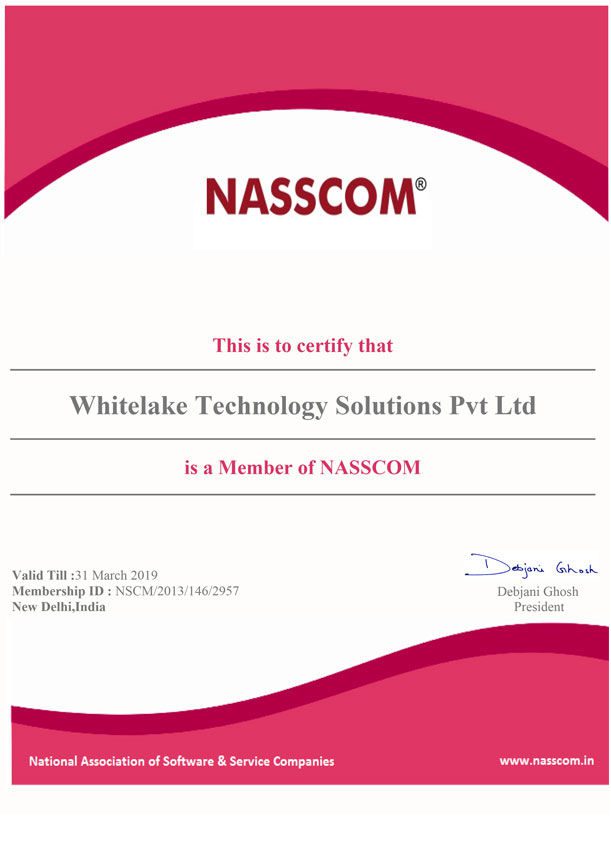 NASSCOM-certificate ,Whitelake